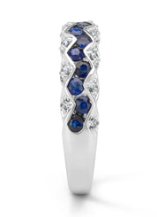 Witgouden ring, 0.79 ct blauwe saffier, Majestic