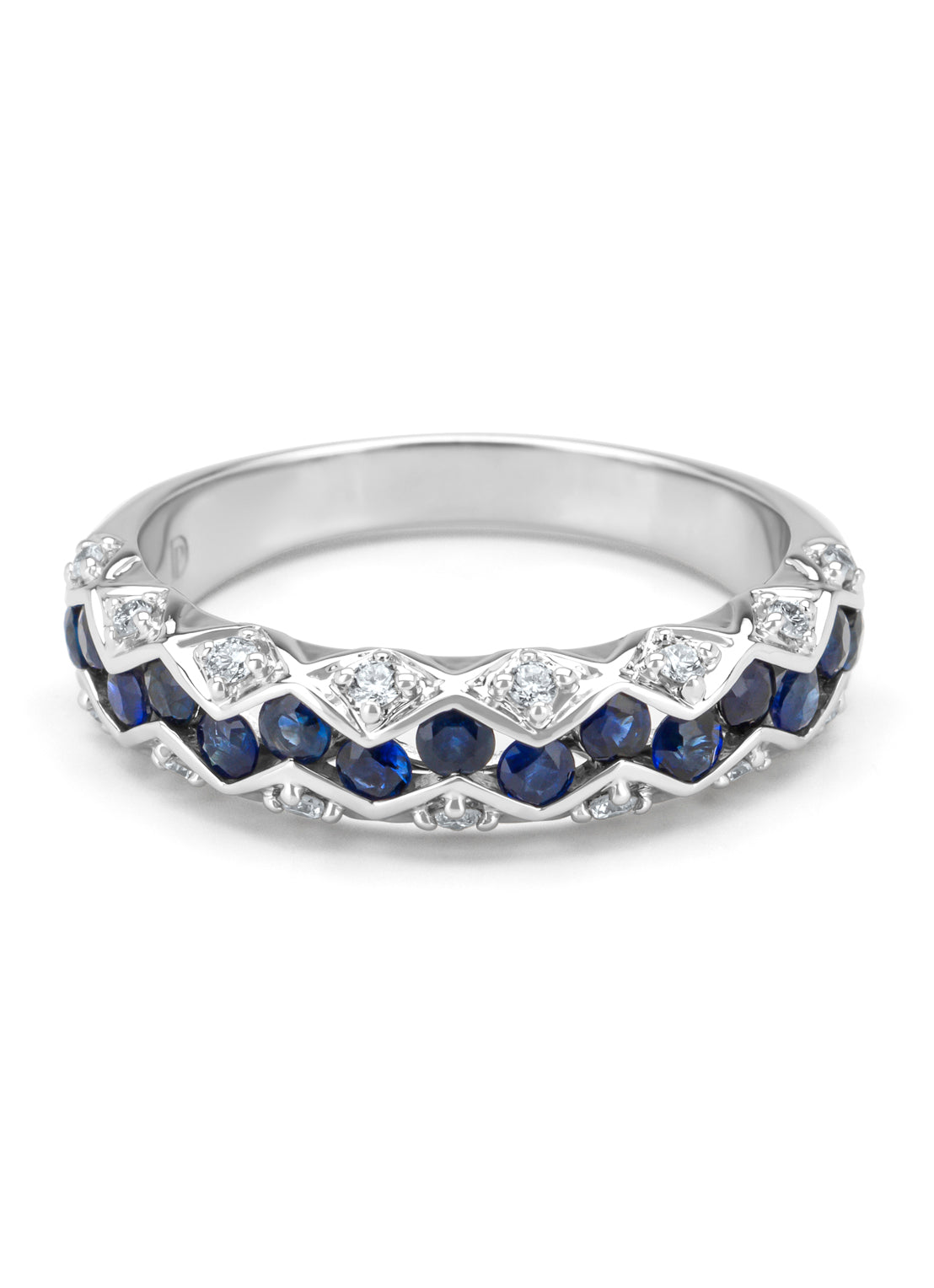 Witgouden ring, 0.79 ct blauwe saffier, Majestic