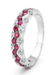 Witgouden ring, 0.68 ct robijn, Majestic