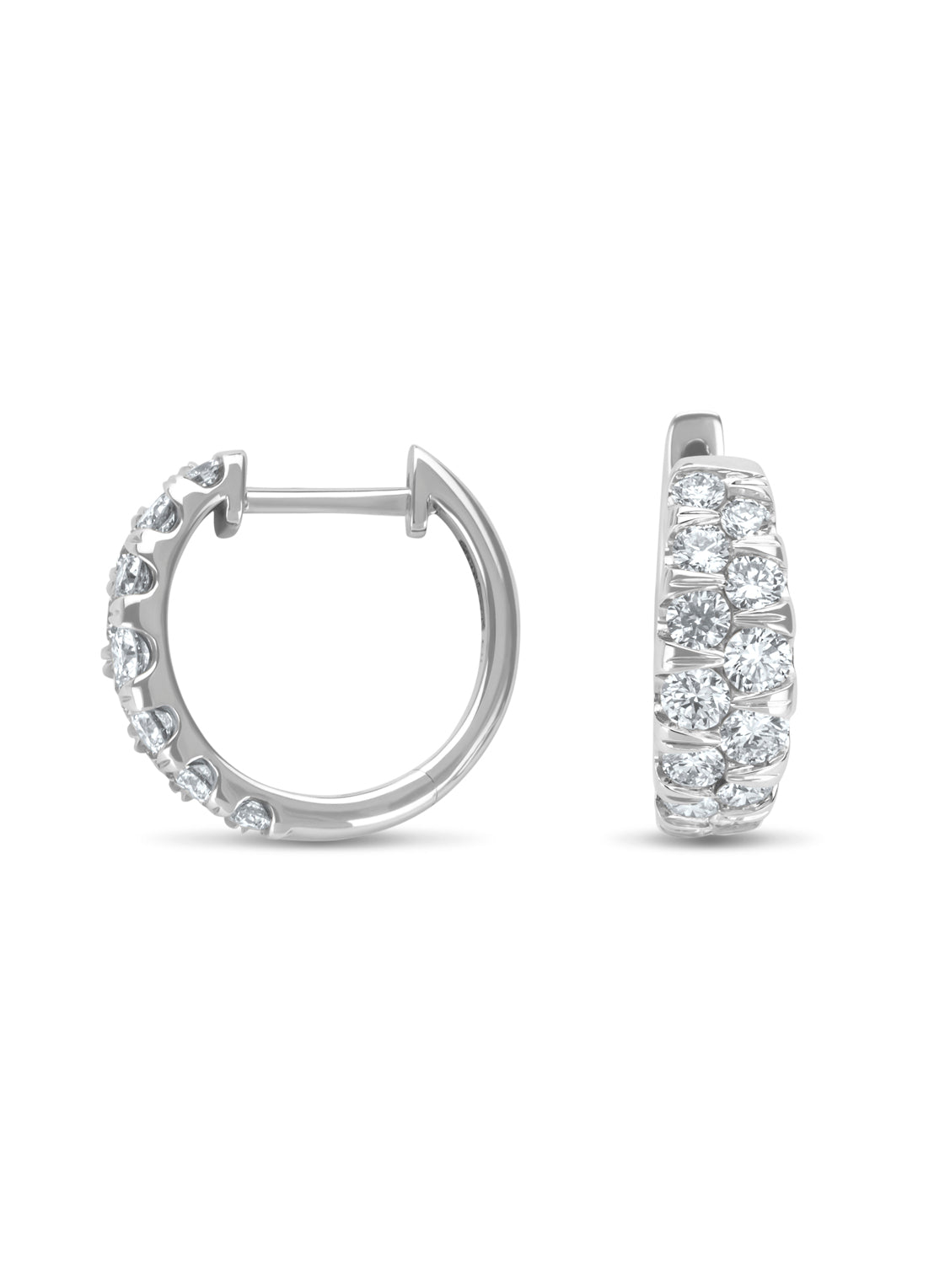 White gold ear jewelry, 0.99 CT Diamond, Caviar