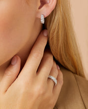 White gold ear jewelry, 0.99 CT Diamond, Caviar