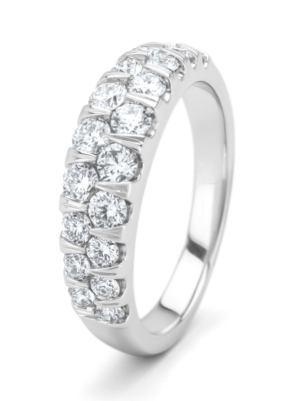 Witgouden ring, 1.05 ct diamant, Caviar