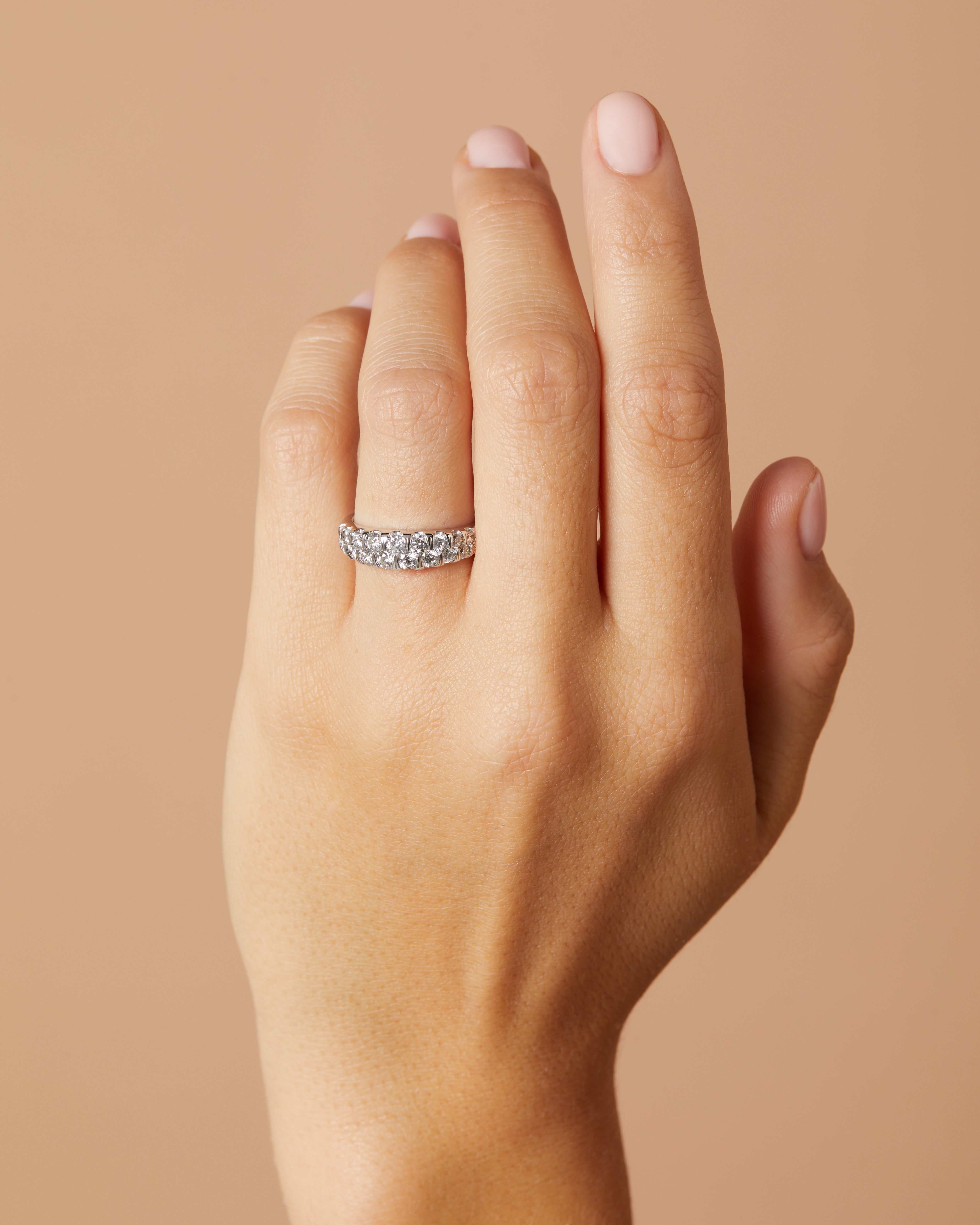 White gold ring, 1.05 CT Diamant, Caviar