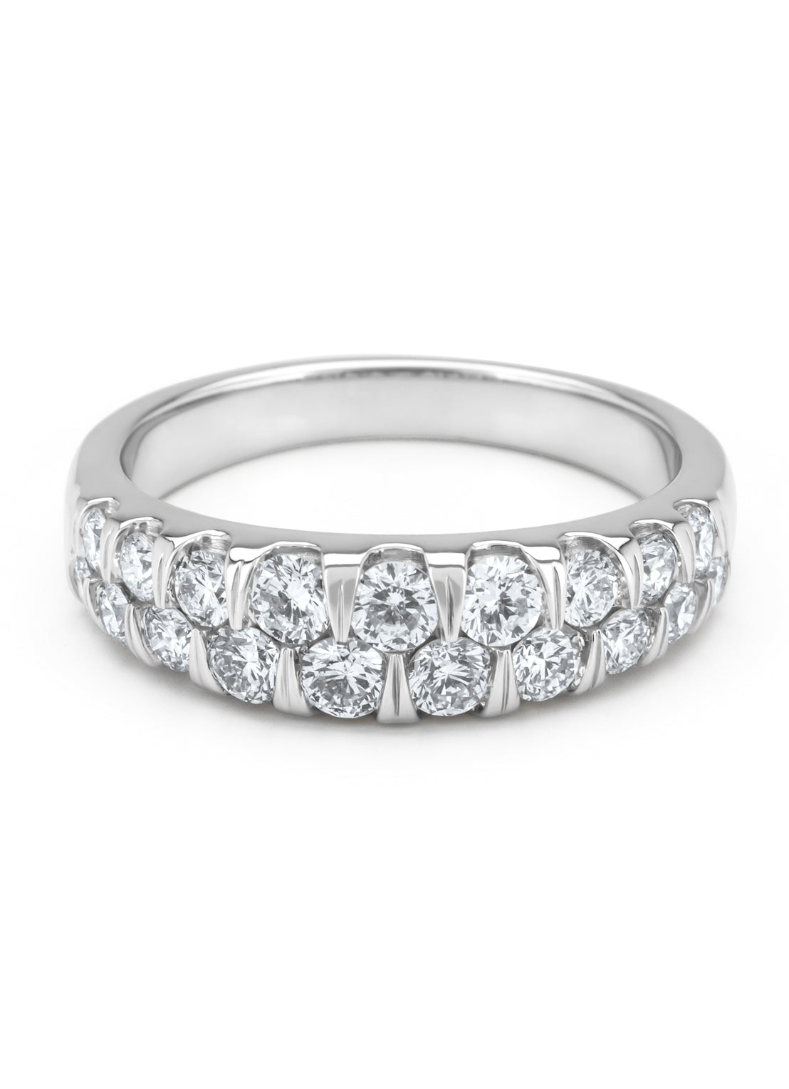 Witgouden ring, 1.05 ct diamant, Caviar