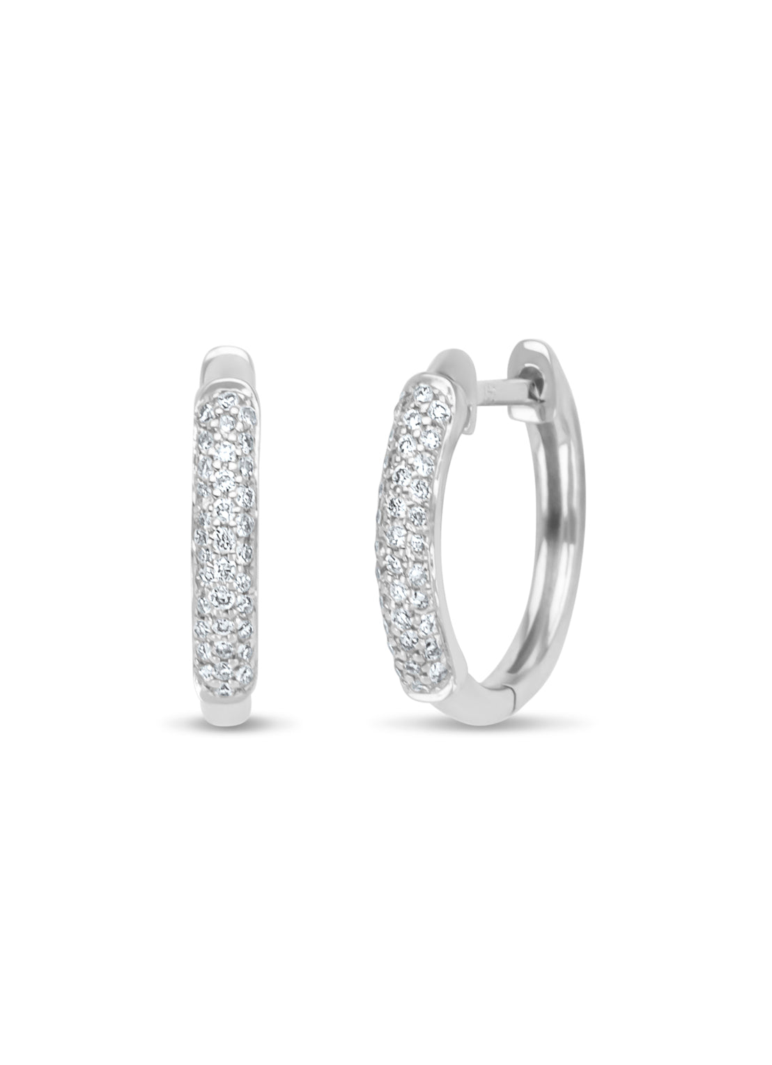 White gold ear jewelry, 0.17 CT Diamond, Caviar
