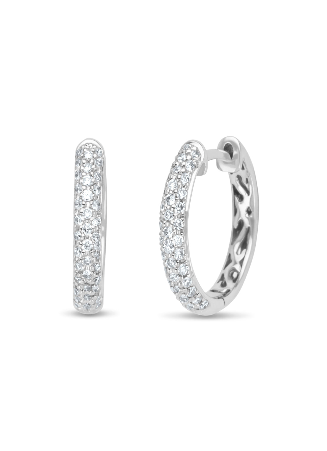 Witgouden oorsieraden, 0.30 ct diamant, Caviar