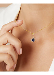 Yellow gold pendant, 1.00 ct blue sapphire, Eden