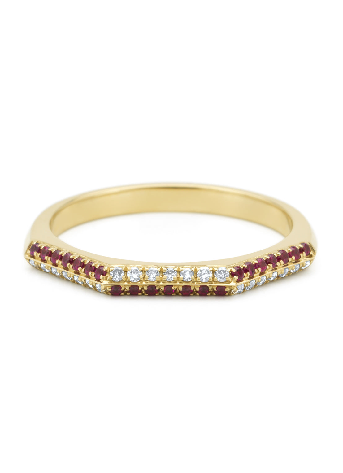 Geelgouden ring, 0.13 ct robijn, Ensemble