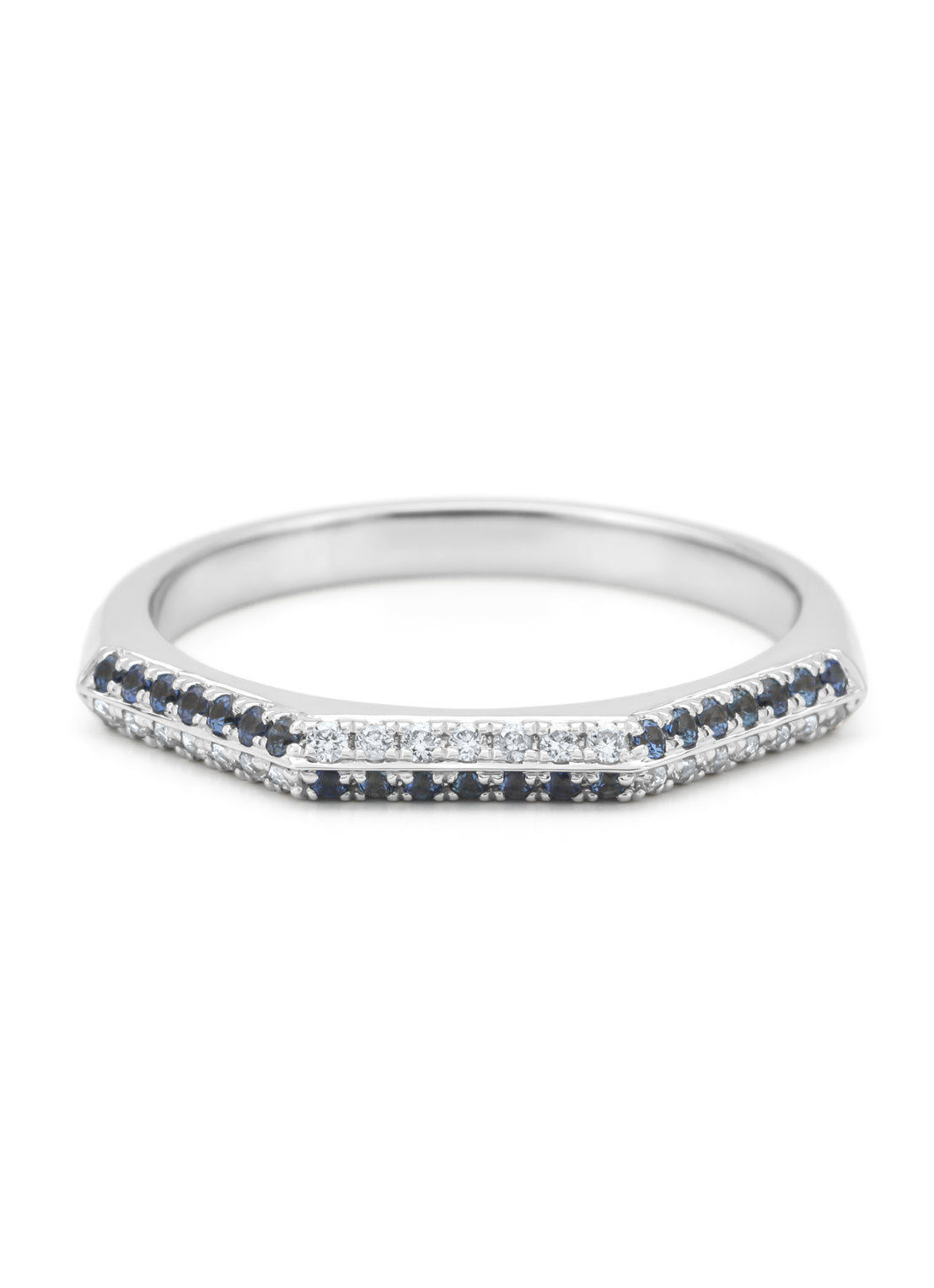 White gold ring, 0.16 ct blue sapphire, Ensemble