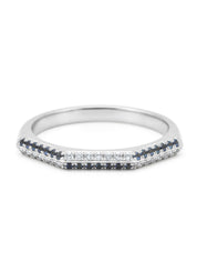 White gold ring, 0.16 ct blue sapphire, ensemble