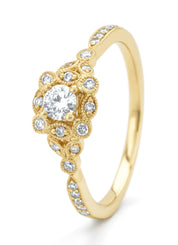 Yellow gold ring, 0.37 ct diamond, Since 1904