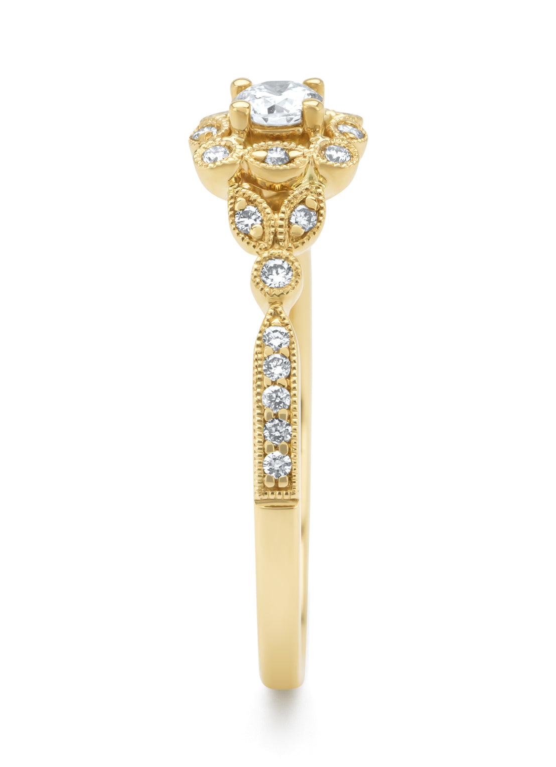Yellow gold ring, 0.37 ct diamond, Since 1904