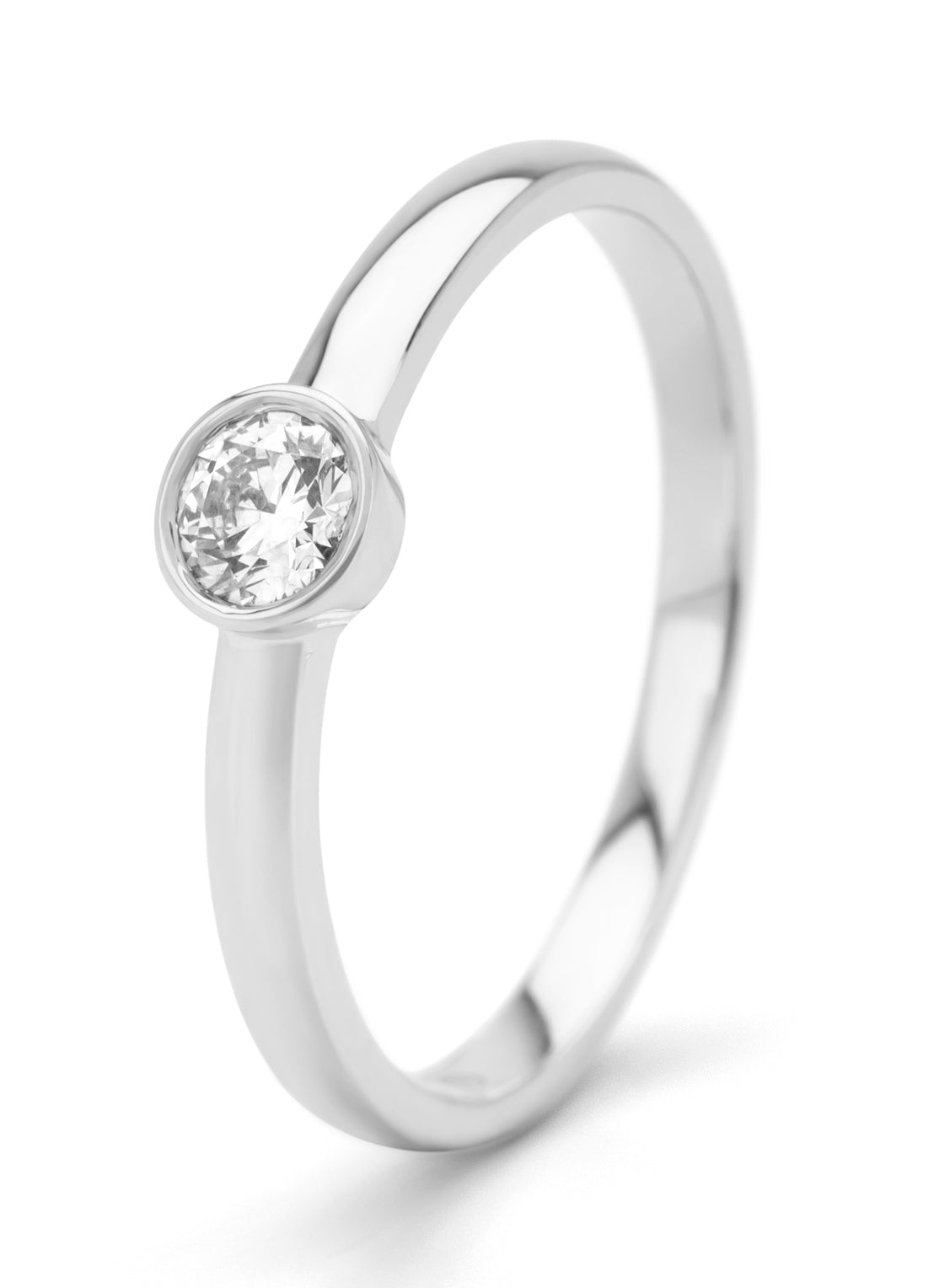 Witgouden ring, 0.20 ct diamant, Hearts & Arrows