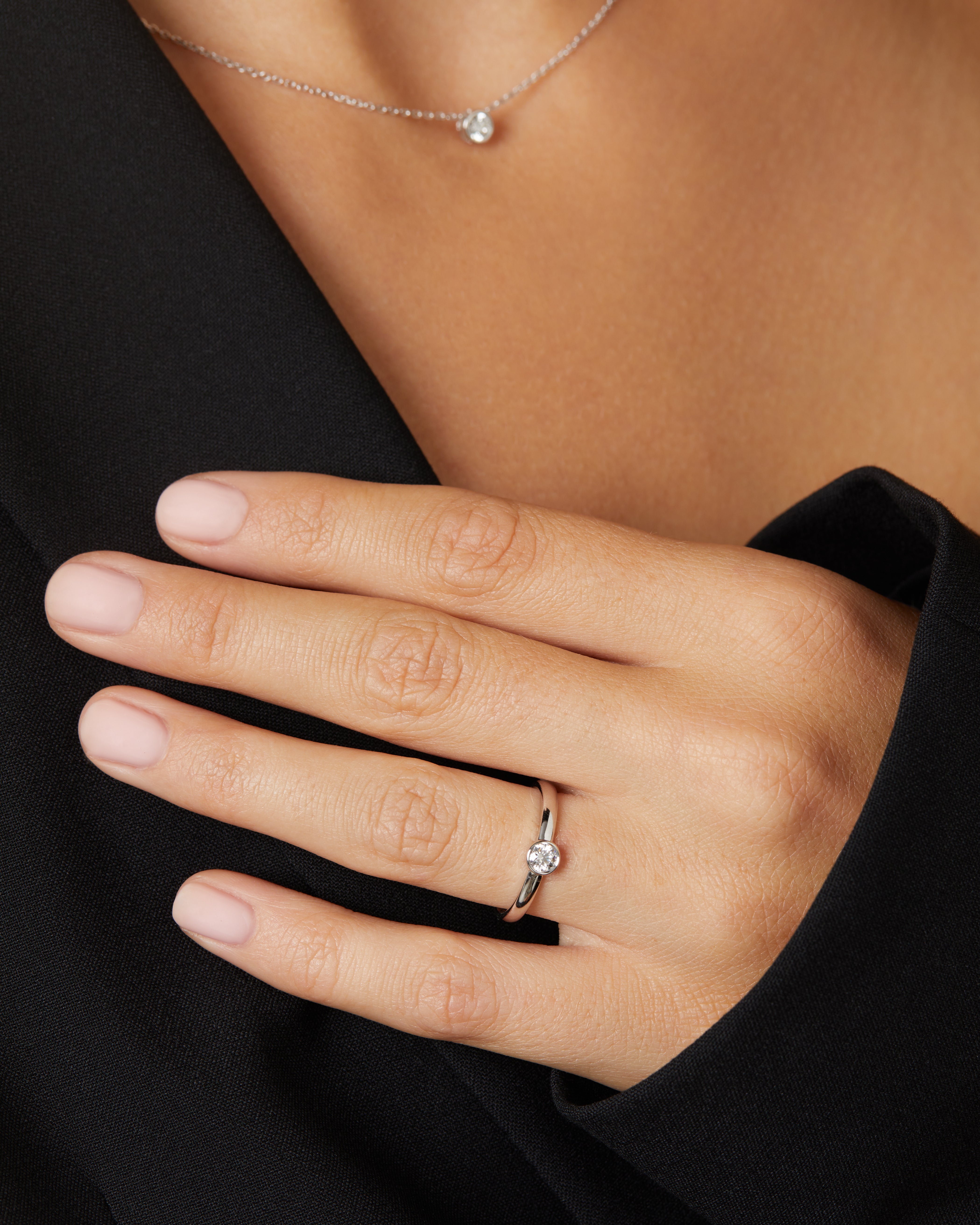 Witgouden ring, 0.20 ct diamant, Hearts & Arrows