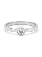 Witgouden ring, 0.20 ct diamant, Hearts & Arrows