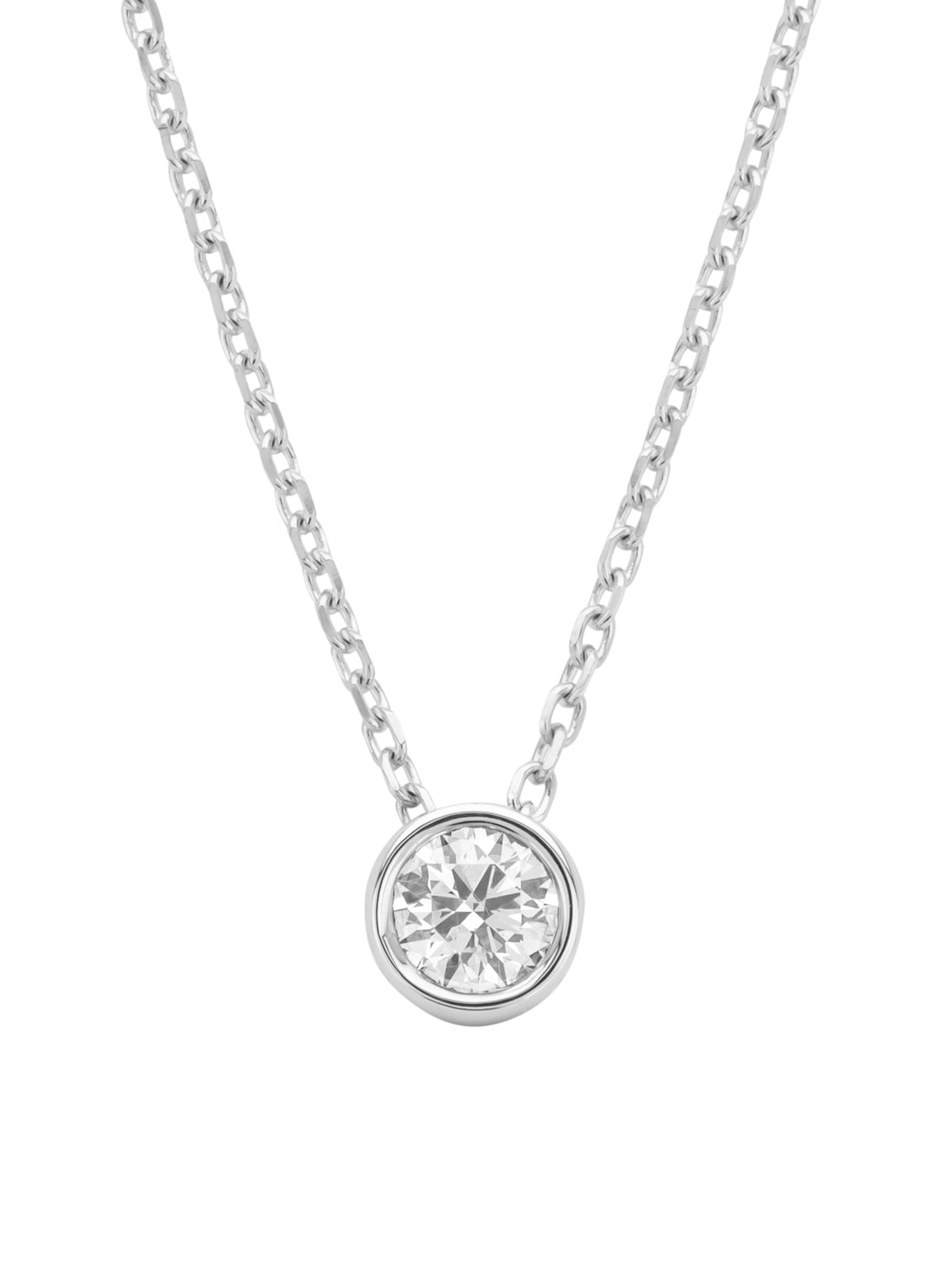 Witgouden Collier, 0.20 CT Diamant, Hearts & Arrows
