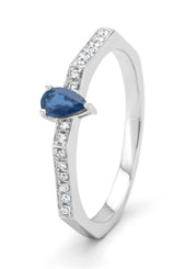 White gold ring, 0.28 CT Blue Sapphire, Majestic