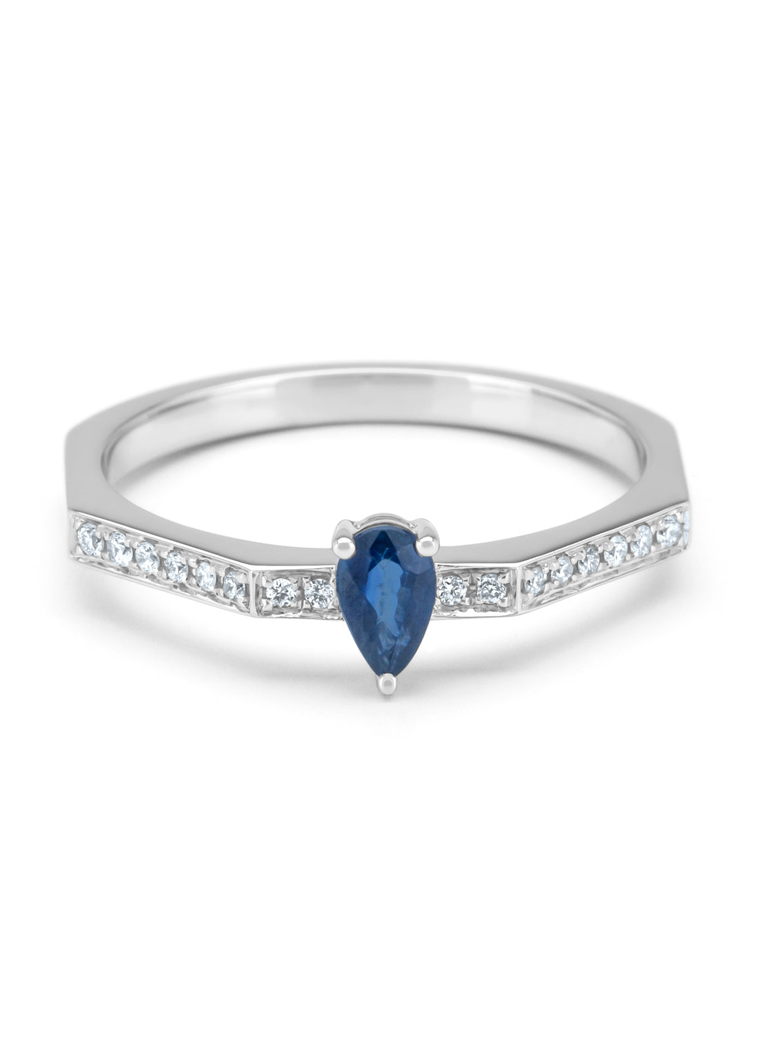 White gold ring, 0.28 CT Blue Sapphire, Majestic