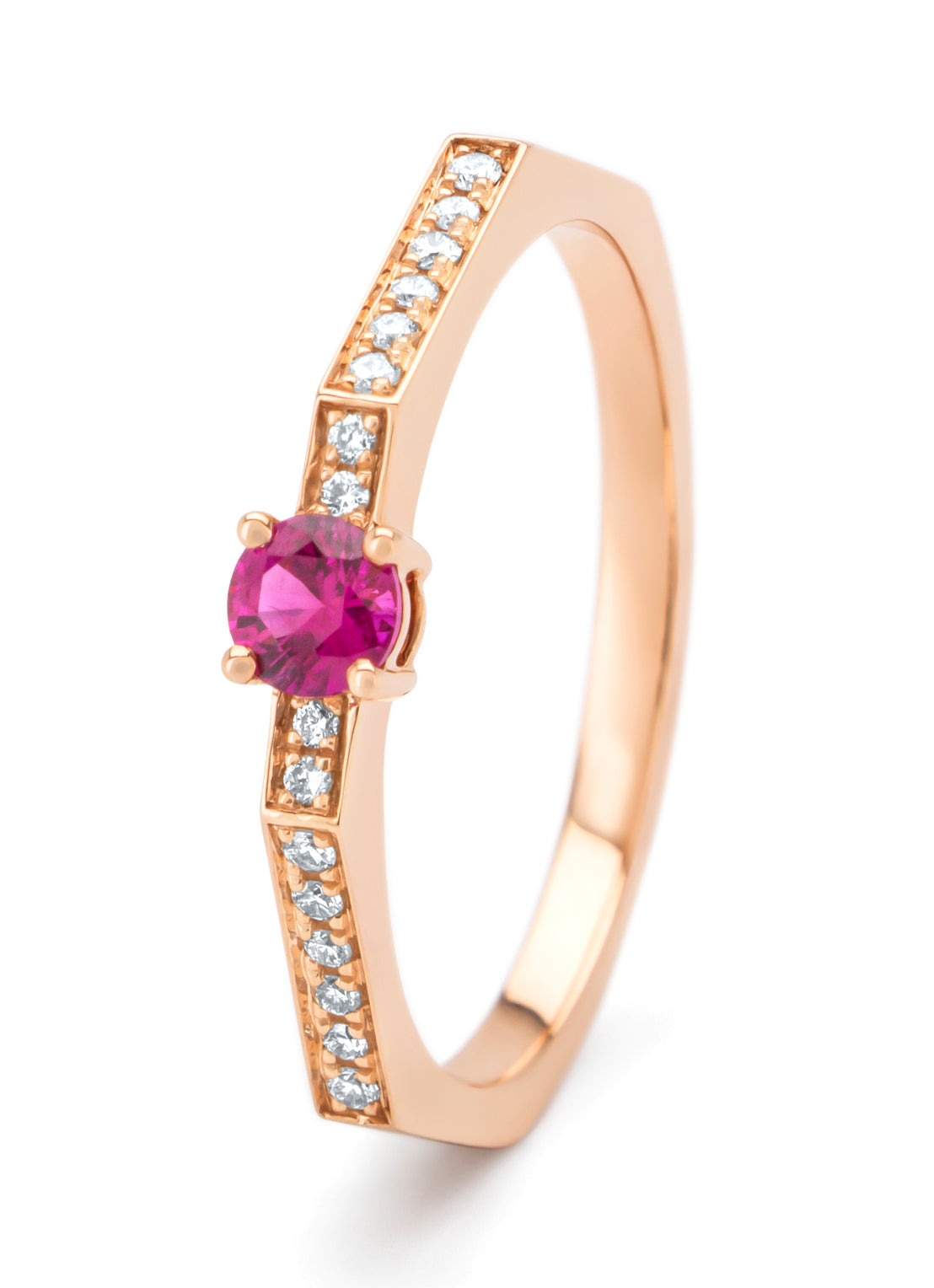 Roségouden ring, 0.20 ct robijn, Majestic