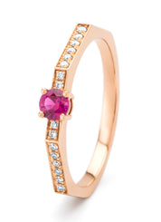 Roségouden ring, 0.20 ct robijn, Majestic