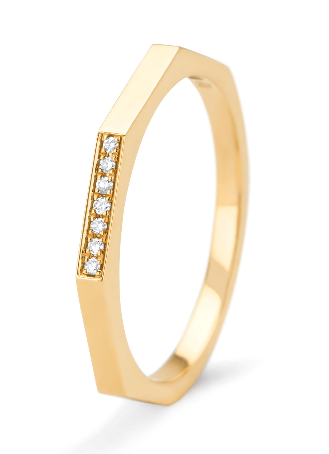 Yellow gold ring, 0.03 ct diamond, Ensemble