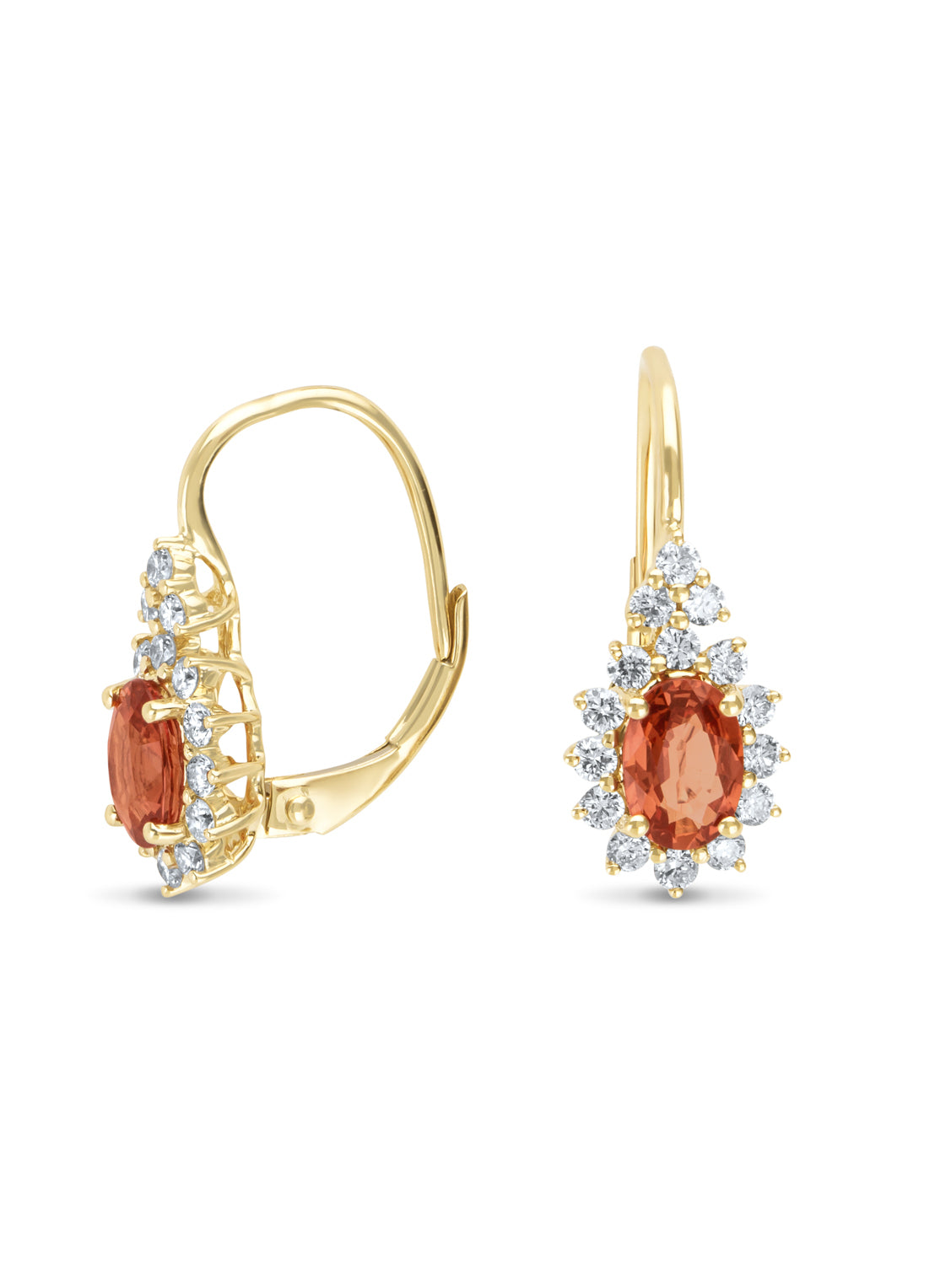 Yellow gold earrings, 1.21 ct orange sapphire (edited), Eden