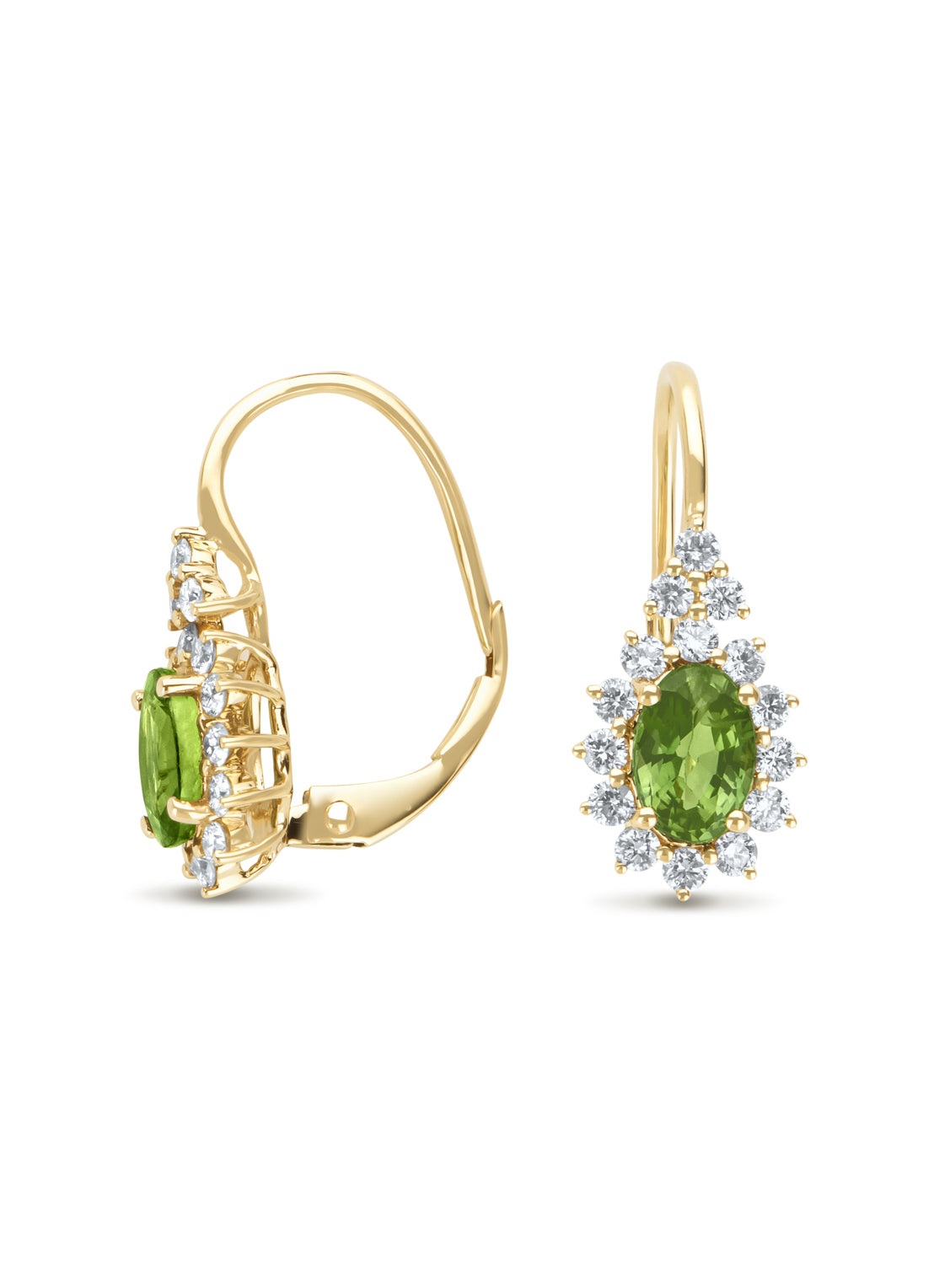 Geelgouden oorsieraden, 1.21 ct groene saffier, Eden