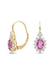 Yellow gold ear jewelry, 1.21 ct pink sapphire, Eden
