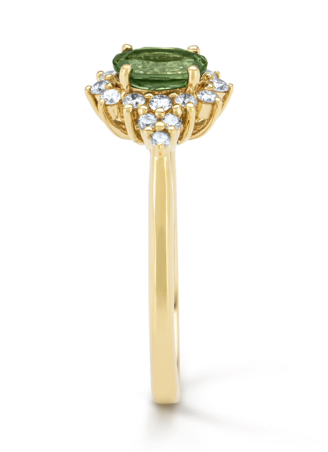 Geelgouden ring, 0.60 ct groene saffier, Eden
