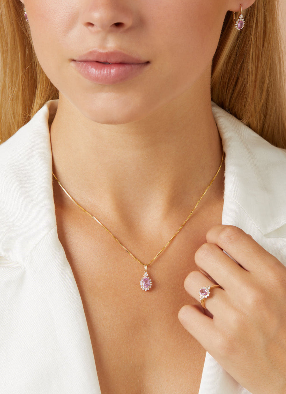 Geelgouden ring, 0.60 ct roze saffier, Eden