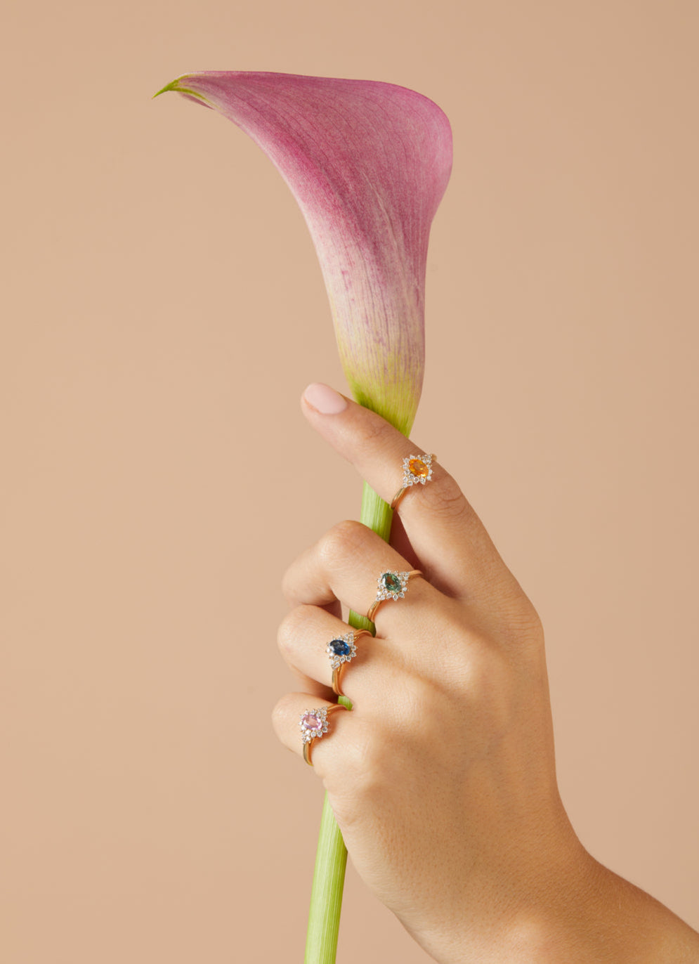 Geelgouden ring, 0.60 ct roze saffier, Eden
