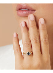 Geelgouden ring, 0.60 ct blauwe saffier, Eden