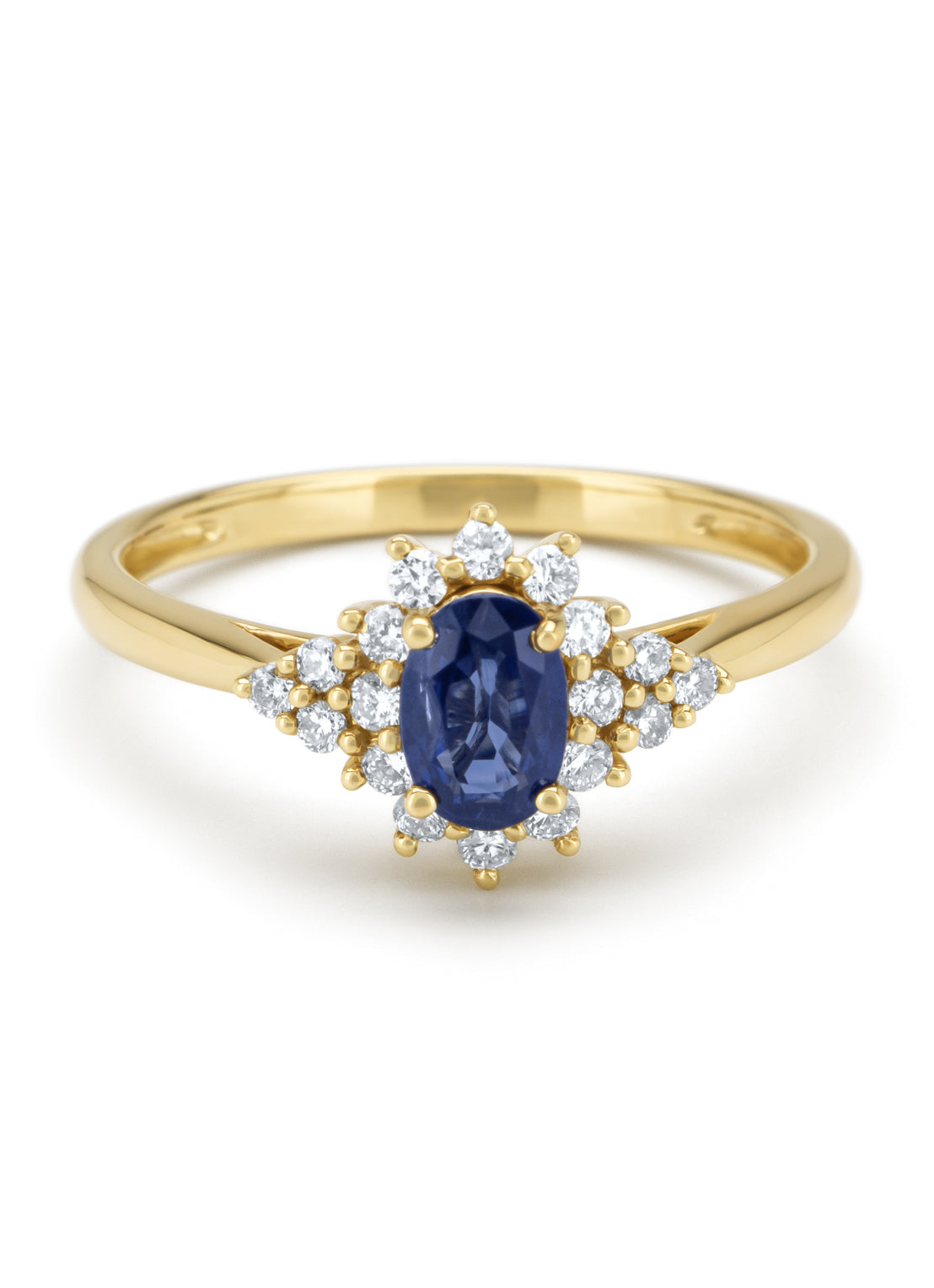 Yellow gold ring, 0.60 ct blue sapphire, Eden