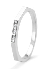 Witgouden ring, 0.03 ct diamant, Ensemble