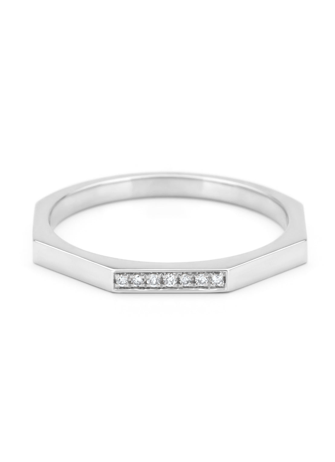 Witgouden ring, 0.03 ct diamant, Ensemble