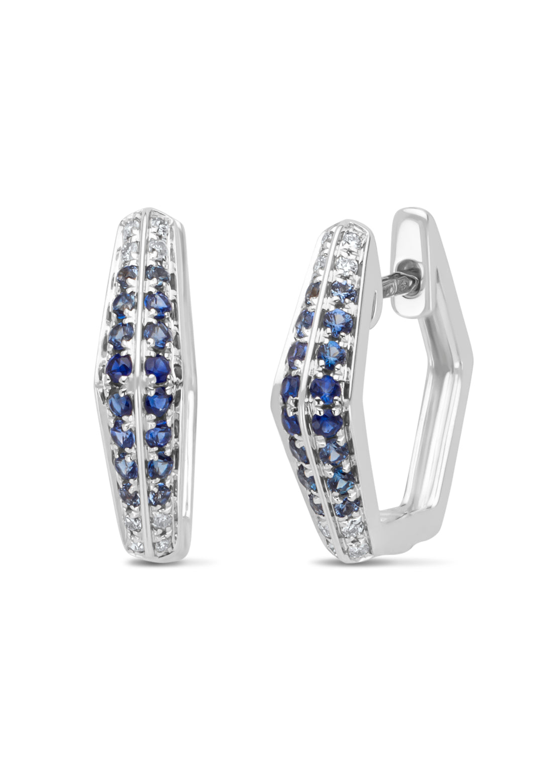 White gold earrings, 0.30 ct blue sapphire, Ensemble