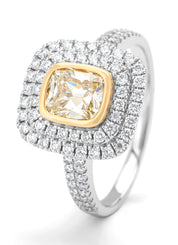 Gouden ring, 1.03 ct fancy yellow diamant