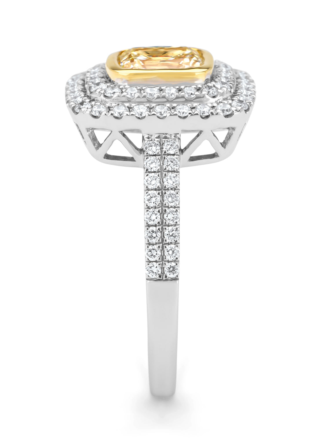 Gouden ring, 1.03 ct fancy yellow diamant