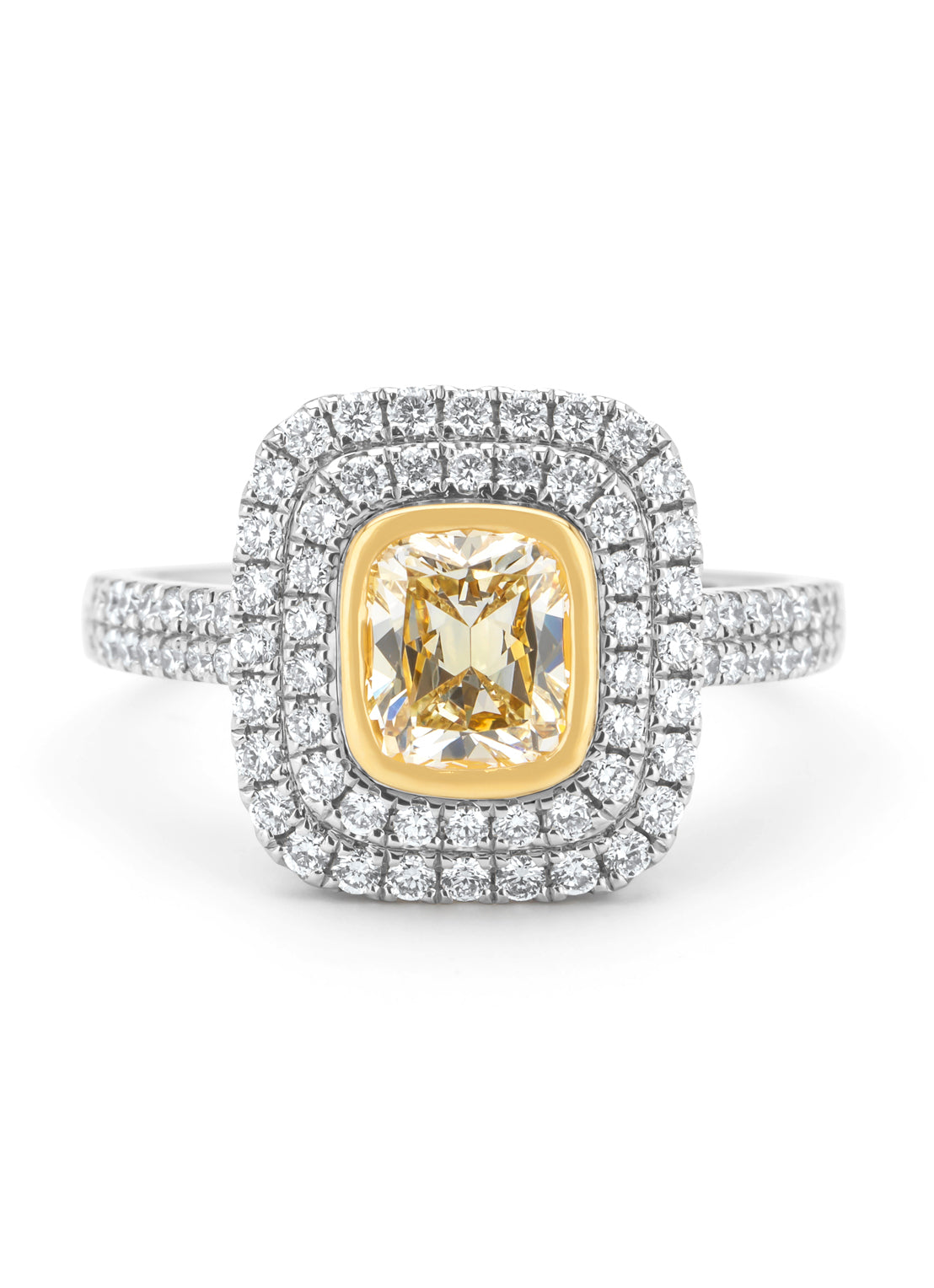 Gouden ring, 1.03 ct fancy yellow diamant