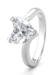 Witgouden ring, 2.15 ct diamant, Solitair