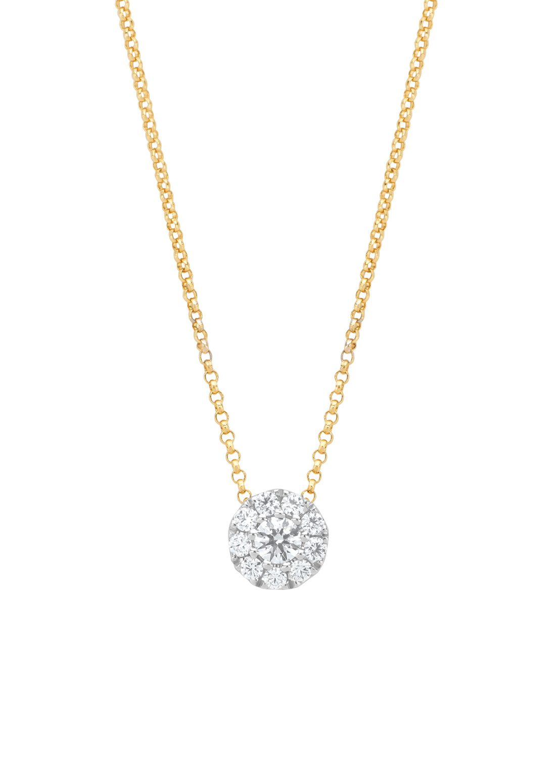 Yellow gold necklace, 0.30 CT Diamant, Hearts & Arrows