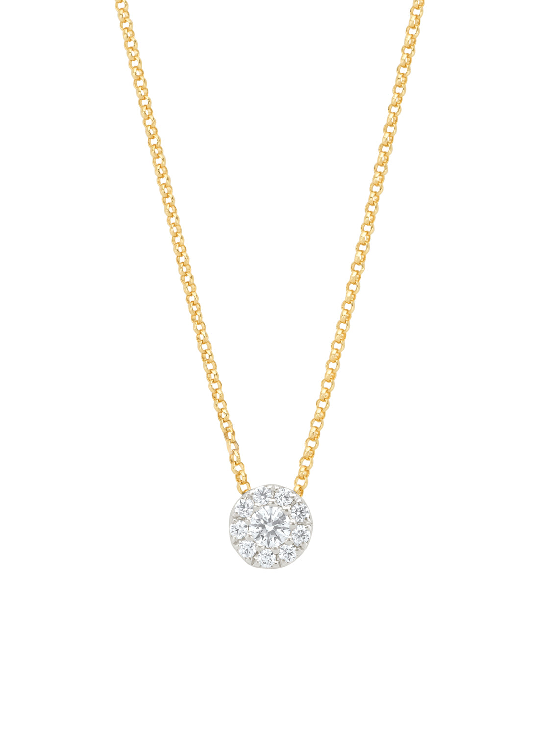 Gouden collier, 0.21 ct diamant, Hearts & Arrows