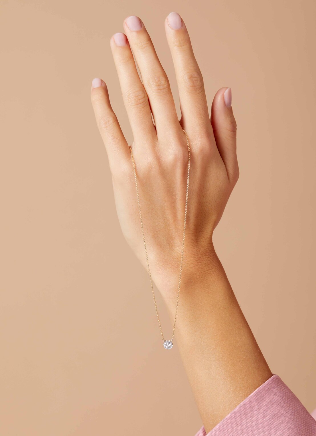 Golden necklace, 0.21 CT Diamant, Hearts & Arrows