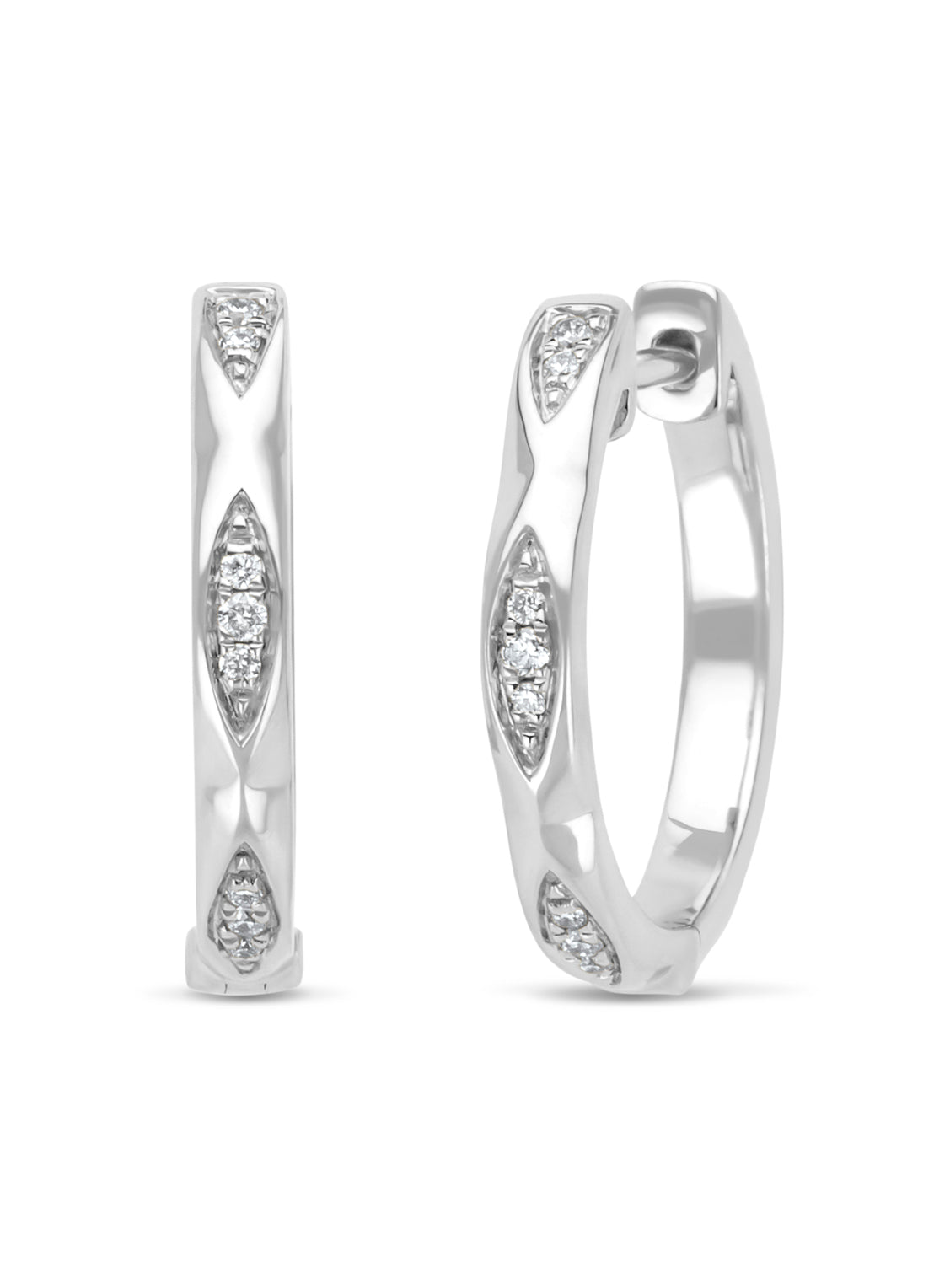 Witgouden oorsieraden, 0.06 ct diamant, Ensemble