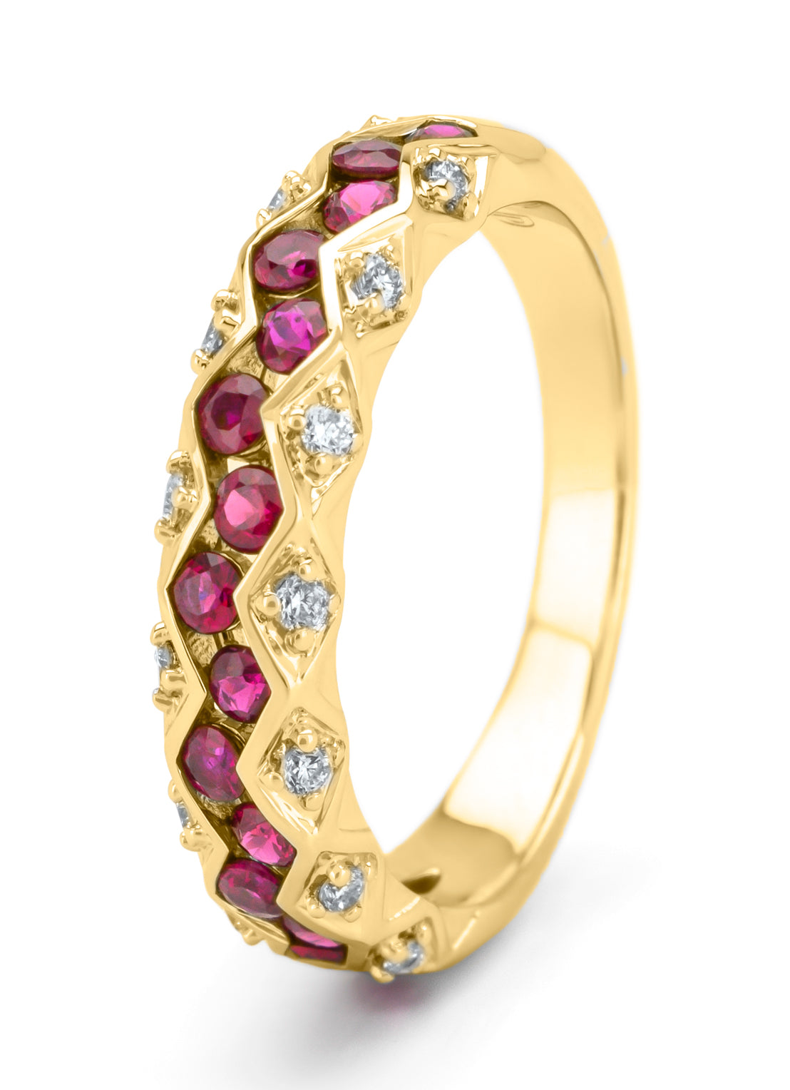 Yellow gold ring, 0.67 ct Robijn, Majestic