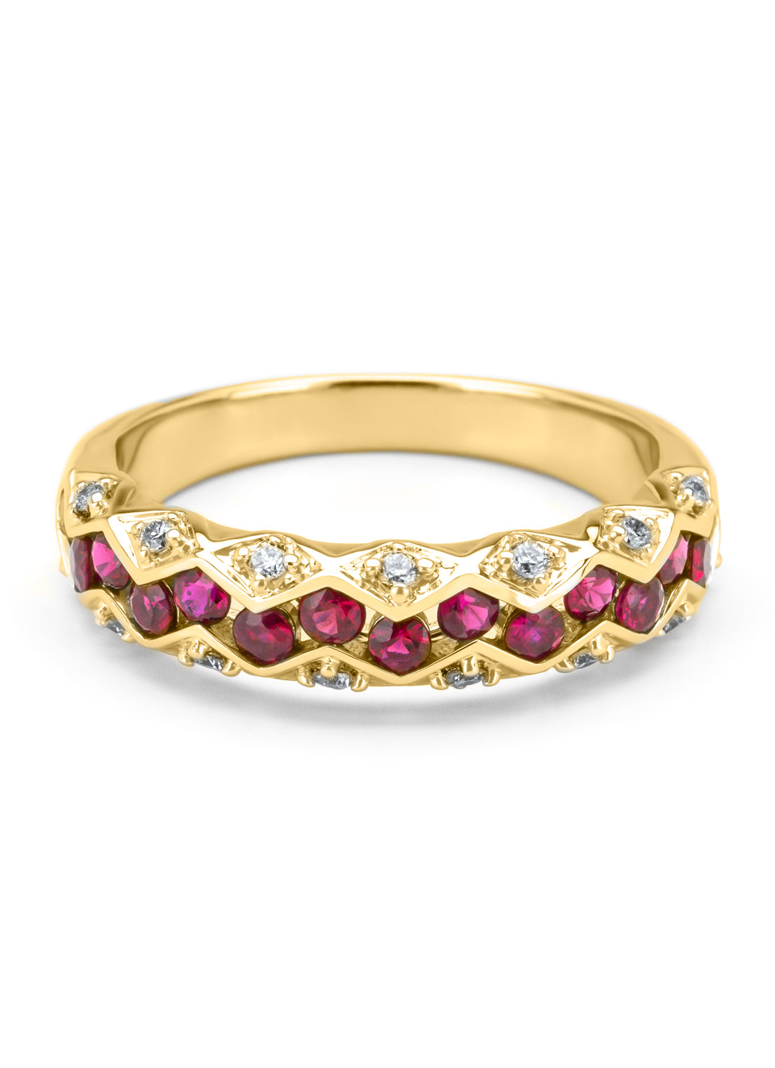 Yellow gold ring, 0.67 ct Robijn, Majestic