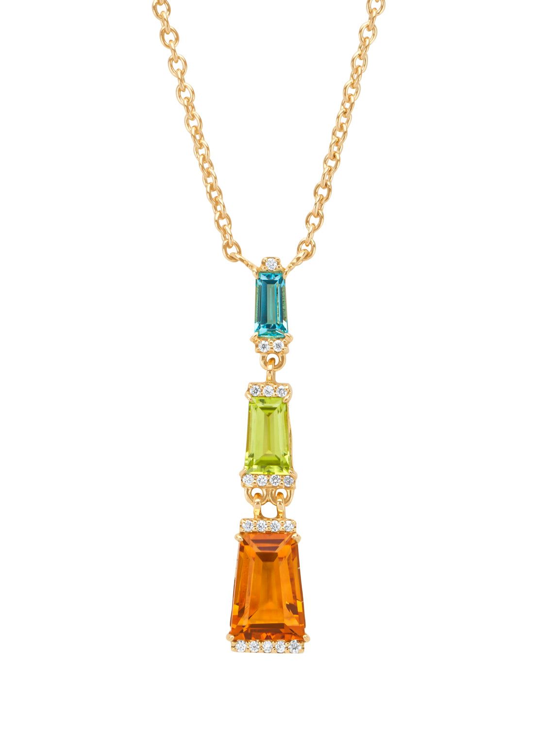 Yellow gold necklace, 0.32 ct peridoot, gallery