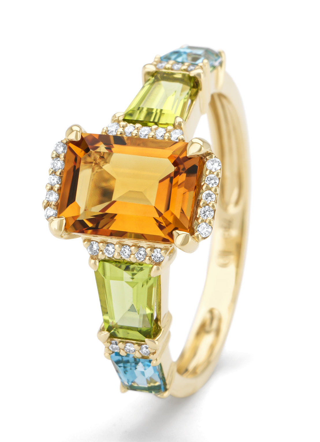 Yellow gold ring, 1.30 ct citrine, gallery