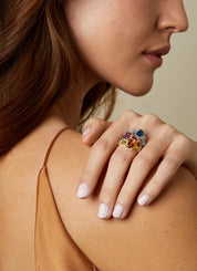 Yellow gold ring, 1.36 ct purple amethist, gallery