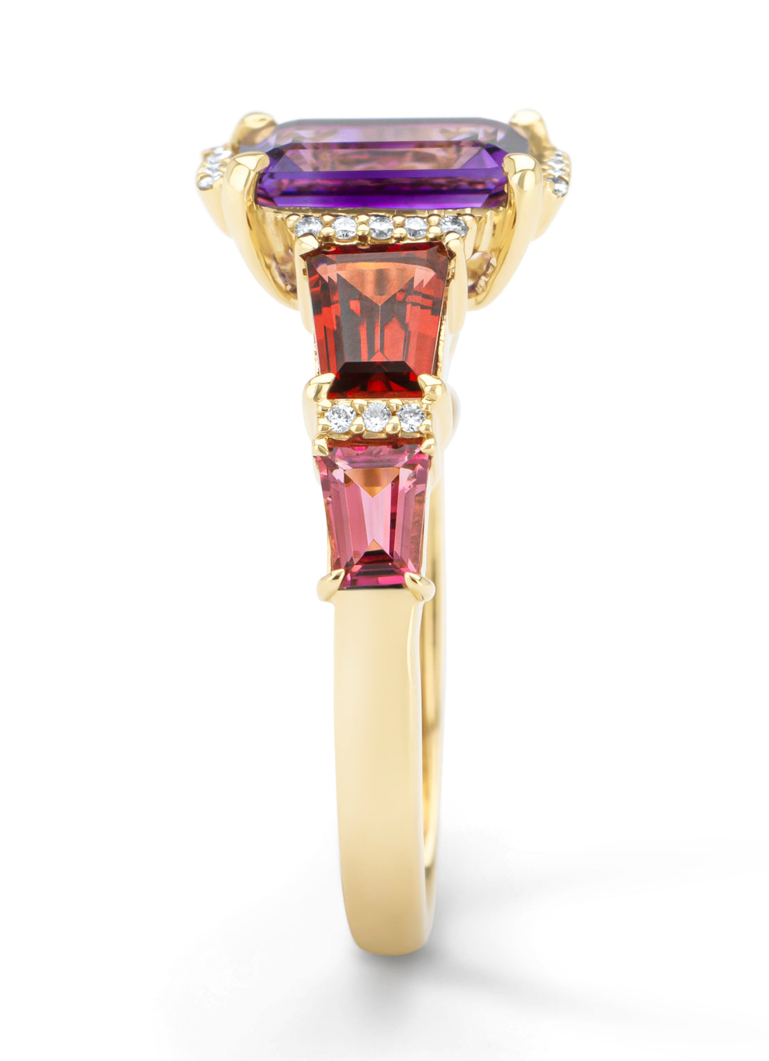 Geelgouden ring, 1.36 ct paarse amethist, Gallery